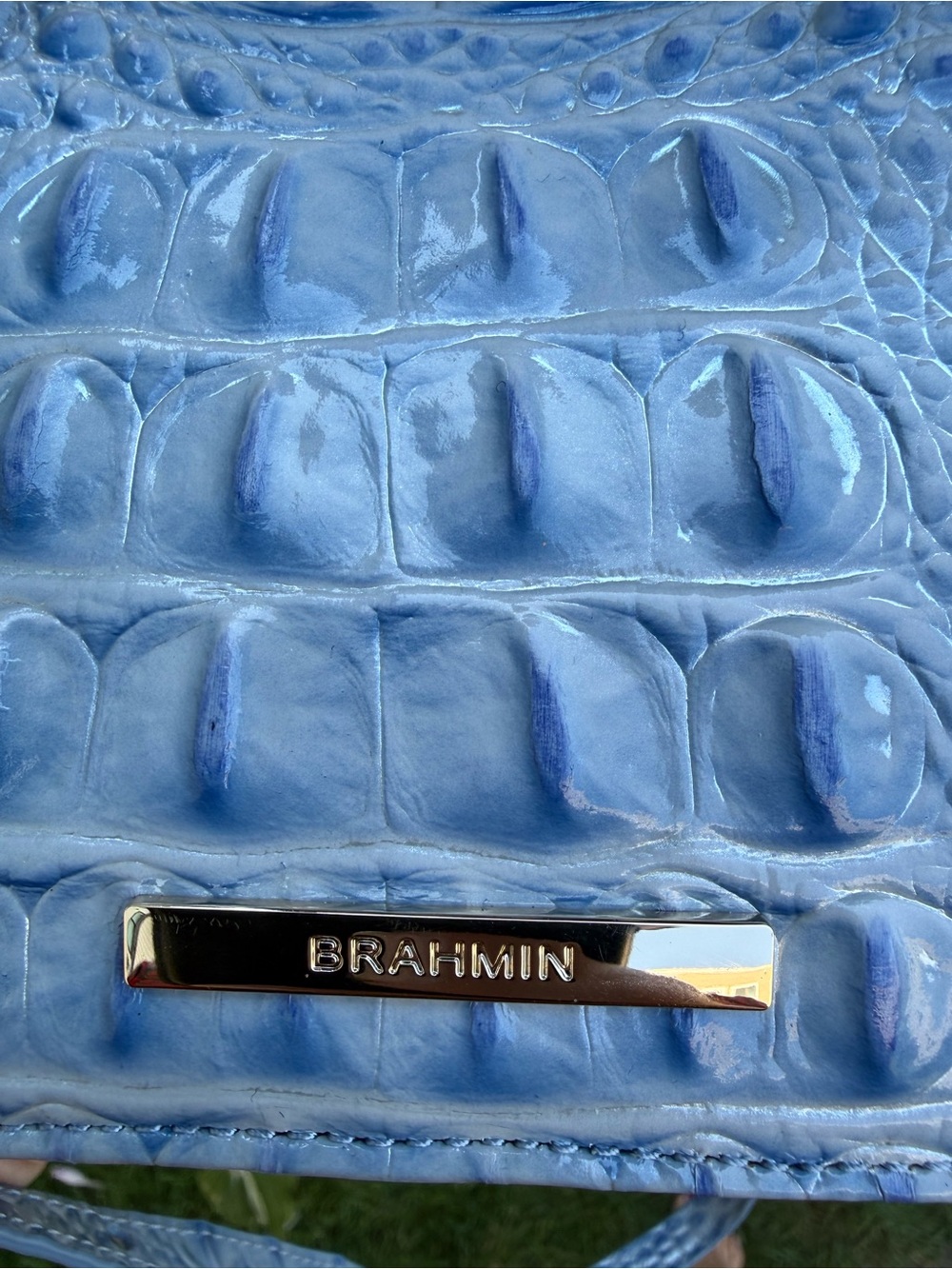 Brahmin Minuette Crossbody Clutch Heavenly Blue Croc Embossed Melbourne Leather - Picture 3 of 9